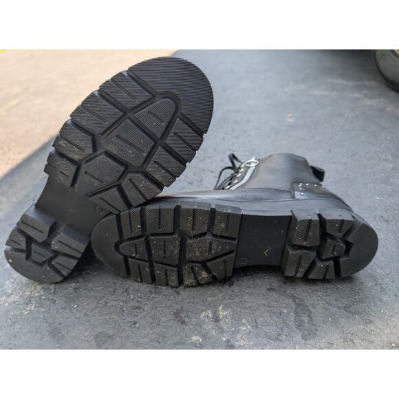 Vintage Foundry Co Womens Rocky Leather Combat Boots 9 Moto Edgy Burnished Lug - Picture 6 of 7